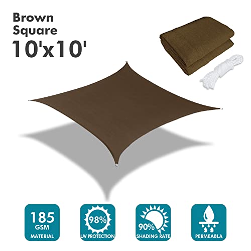 10'x10' Sun Shade Sail Brown Curved Rectangle (Brown / 1 0' X 1 0')