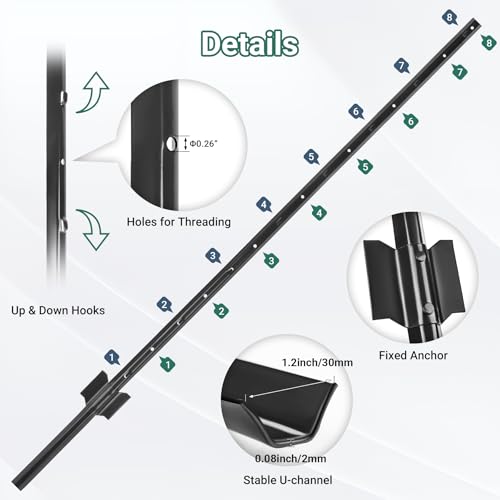 Fence Posts 4.8 FT Black (Black / 4.8FT-16Pack)