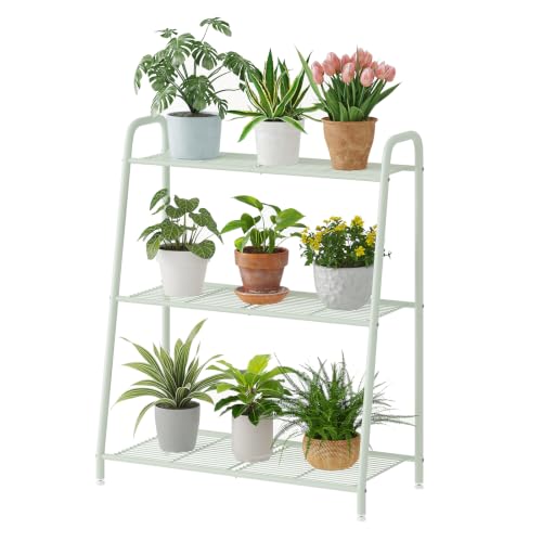 Metal Plant Stand Indoor Outdoor for Multiple Plants (Green)