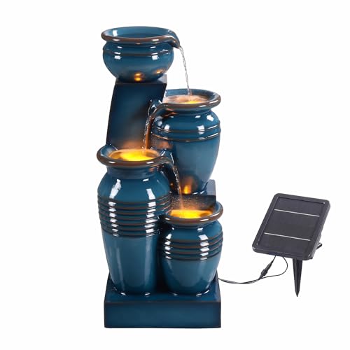 28.74 in. 4 Tier Cascading Bowl Water Fountain (Blue)