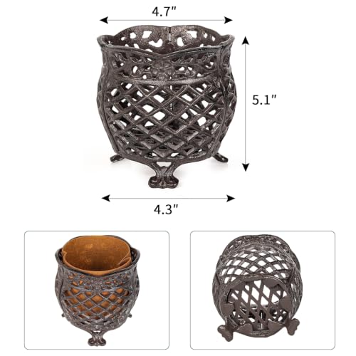 Vintage Cast Iron Urn Planter with Non (Dark Brown - U Shaped)