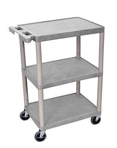 Multipurpose Storage Utility Cart 3 Shelves Structural Foam Plastic (Gray)