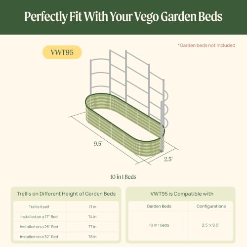9.5' Long Modular Wall Trellis for 2.5' x 9.5' (9.5' Long)
