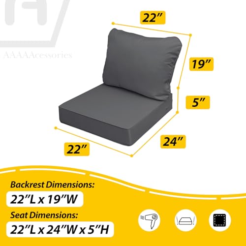 Outdoor Chair Cushions (Dark Gray / 22"x24"x5" / 22"x19")