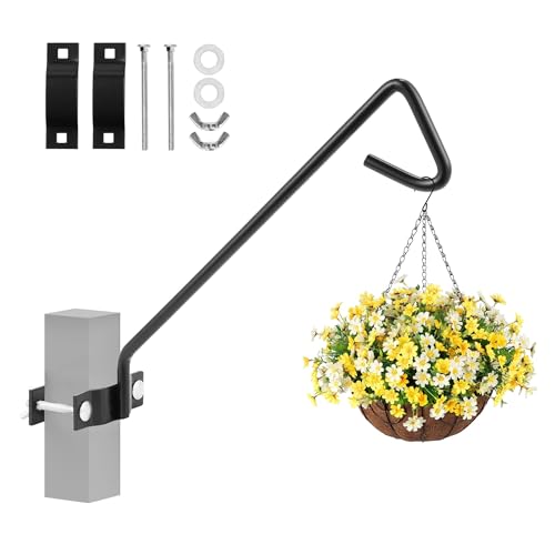 11 Inch Long Fence Deck Hook Rail Hanging Mounting Kit Heavy Duty Bird Feeder Hook Decorative Hanger for Bird Feeders Planters Suet Baskets Lanterns on Balcony Porch Railing Fence