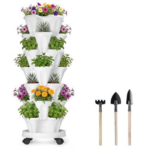 Vertical Planter Tower (White / 7 Tier)