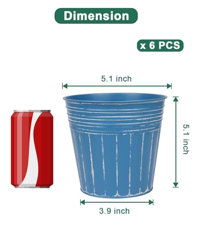5 Inch Galvanized Bucket Planters (Steel Blue / 5 inch)