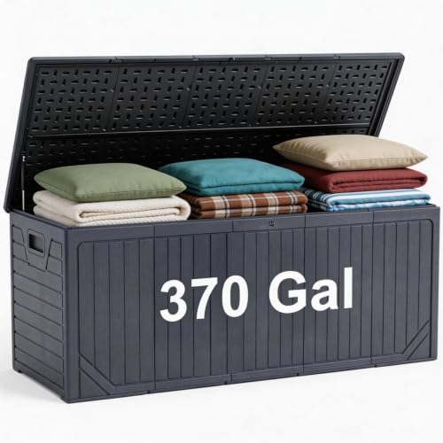 370 Gallon Extra Large Deck Box Waterproof (370 Gal)