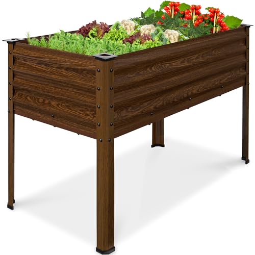 48x24x30in Galvanized Raised Garden Bed (48x24x30in / Dark Brown Wood Grain)