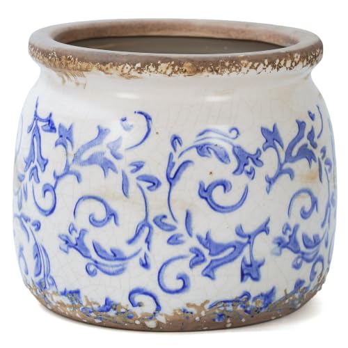 Flower Pot Vintage Ceramic Pot for Plant with Drainage Holes