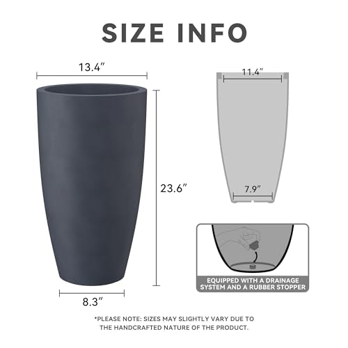 Charcoal Concrete Planter 23.6" Tall All