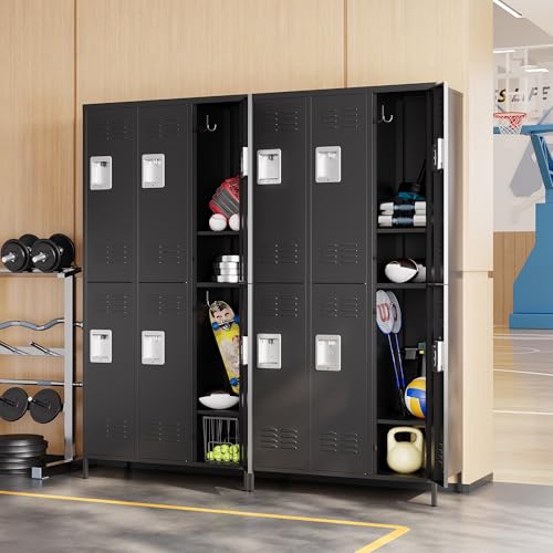 Metal Locker with 6 Doors (Black(4 Legs) / 6 Doors-Wide-71")