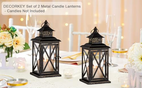 Lantern Decorative Indoor & Outdoor (Black / 14.8'' / 2 Pcs)