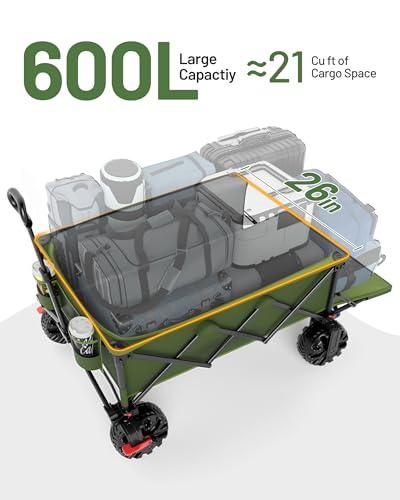 600L Beast Wagon 26" W Extra Wide All Terrain Folding w (Green / 600L)