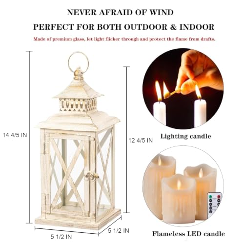 Lantern Decorative Indoor & Outdoor (Beige / 14.8'' / 1 Pc)