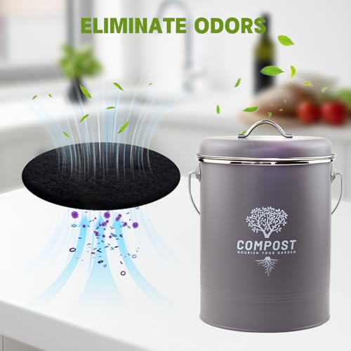 6 Pack Charcoal Filters for Compost Bin Bucket (Black 6 Pack / Mini)