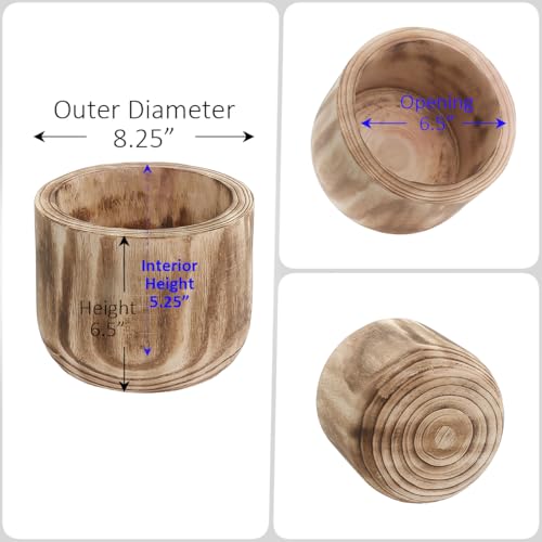 8.25'' Wood Cylinder Planter