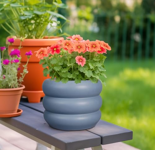 Ceramic Pot for Plants (8 Inch / Gray)
