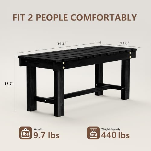 35.5" Outdoor Garden Bench (Black / 35.5 IN)