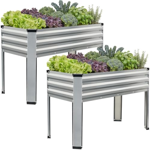 Galvanized Raised Garden Bed with Legs 2Pack (Silver)