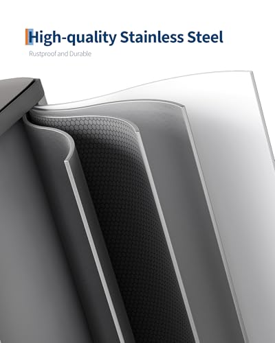 2 x 8 gal Stainless Steel Double Trash Can with Lid for Kitchen (Grayish-White / 2 x 8 Gallon)