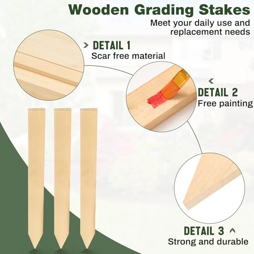 20 Pieces Wooden Garden Stakes 18 Inch Grade and Survey Stakes Wooden Garden and Sign Posts for Plant Support Silt Fence Yard Farm Survey Boundaries Baselines (20 Count)