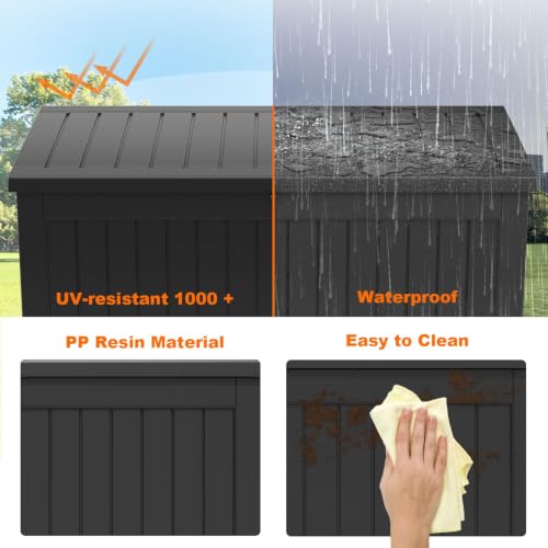 Deck Box 280 Gallon Large Outdoor Storage Box (Black / 281 Gallon)