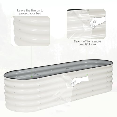 Galvanized Raised Garden Bed Outdoor (White / 6x2x1.4ft)