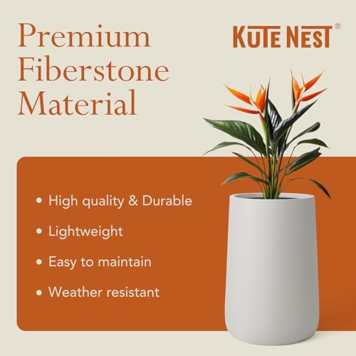 23.1" Tall Large Conico Fiberstone Outdoor Planter (Light Gray / 23.1" H x 14.7" D)