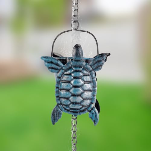 10 FT Rain Chain for Outside Gutters (Blue-turtle)