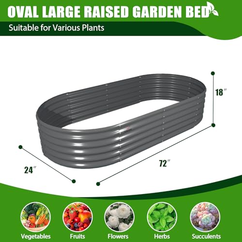 Anleolife 6x2x1.5ft Oval Galvanized Raised Garden Bed