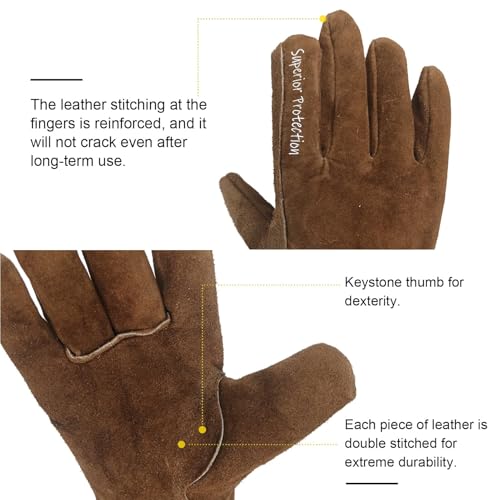 12 Pairs Bulk Leather Work Gloves for Men or Women for Gardening (12 Count)