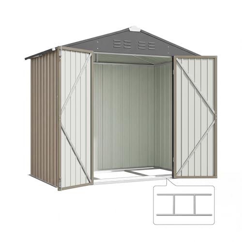 6x4 FT Outdoor Storage Shed with Floor Frame (Brown / 6x4 FT)