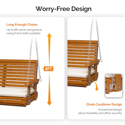 4 FT Heavy Duty Porch Swing with Cushion (Brown / 4 FT)