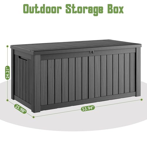 160 Gallon Outdoor Storage Box Waterproof Deck Box for Patio (Black / 160 Gallon)