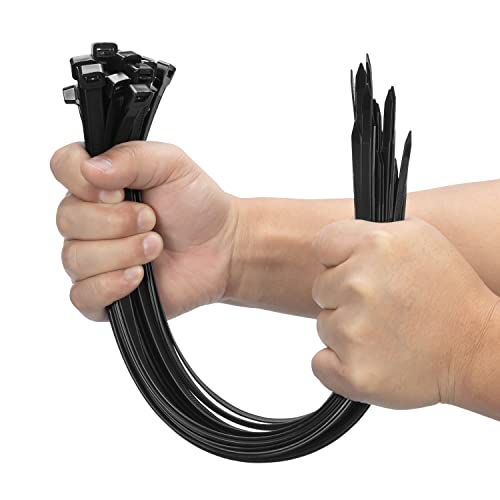 16 inch Black Long Zip Ties Heavy Duty 1000 PCS (Black / 16 inch(200lb))