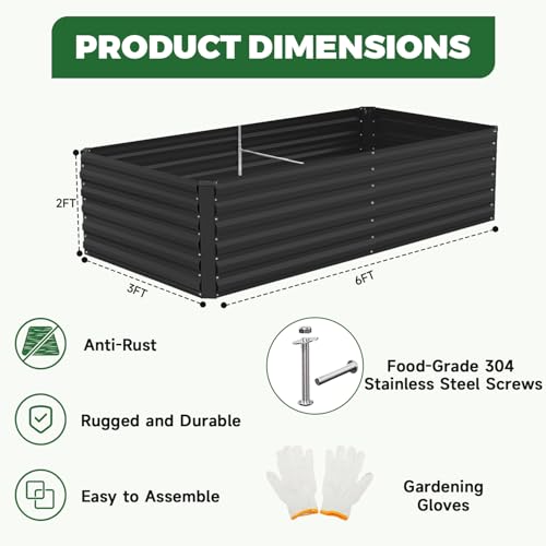 6x3x2ft Outdoor Metal Raised Garden Bed (2 Count)