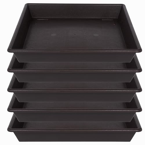 Square Plant Saucer 10 Inch 5 Pack (10"-5Pack / Brown)