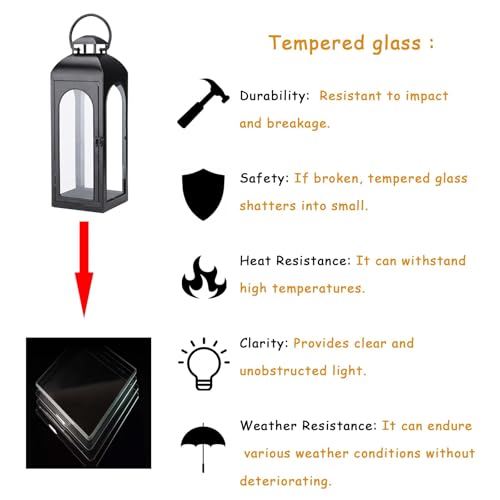 Decorative Outdoor Lantern Candle (Black Lantern Timer / 16 Inch)