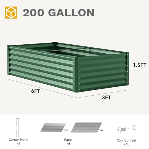 2pcs 6 x 3 x1.5 FT Raised Garden Bed Kit (Green / 6x3x1.5 2pcs)