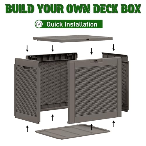 30 Gallon Outdoor Storage Box Waterproof Deck Box for Patio (Grey / 30 Gallon)