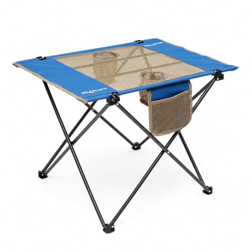 Outdoor Folding Table (Blue 27D x 21W x 20H inches)
