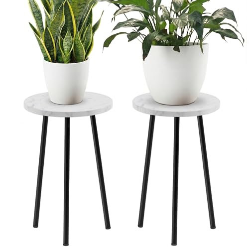 Plant Stand Indoor 2 Pack (White Marble / 20"&20")