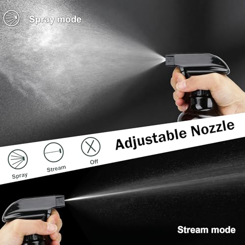Plastic Spray Bottles 12oz 2 Pack Adjustable Mist (Brown)