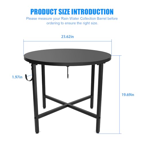 Solid Rain Barrel Stand with Bucket & Hose Hooks Heavy Duty Water Collection Base Suitable for 45 (Solid table top)