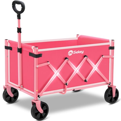 Lightweight Collapsible Wagon (Pink / 220 lbs)