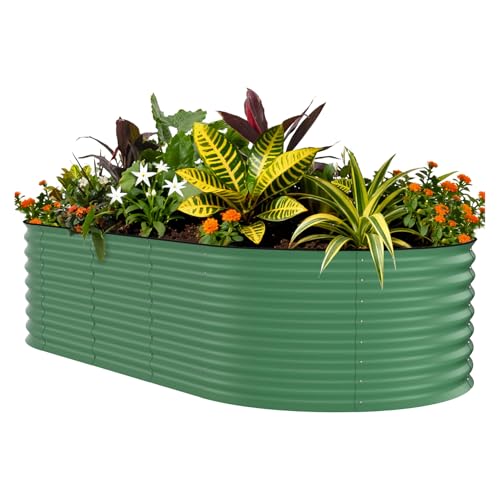 10x4x1.5ft Galvanized Raised Garden Bed (Green-oval / 10x4x1.5ft)