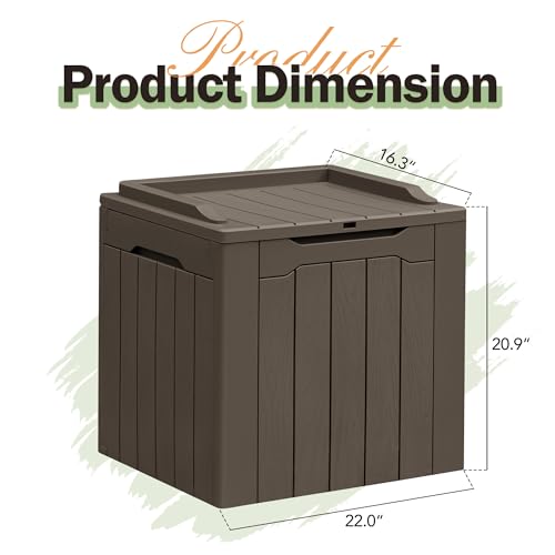 31 Gallon Resin Deck Box All Weather Outdoor Storage Boxes for Patio Furniture Set (Brown / 31 Gallon)
