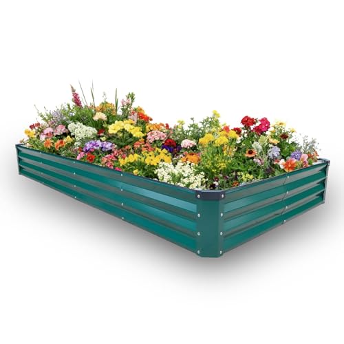 GARDMAX 8x4x1FT Galvanized Raised Garden Bed Kit (Dark Green / 8 x 4 x 1 ft (Pack of 1))