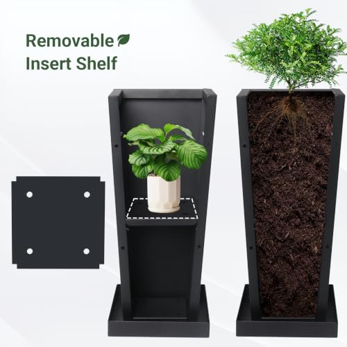 28" Metal Tall Outdoor Planters Set of 2 (28" H)